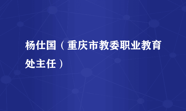 什么是杨仕国（重庆市教委职业教育处主任）