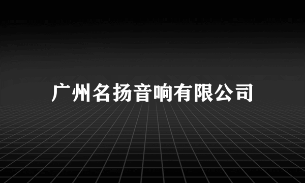 广州名扬音响有限公司