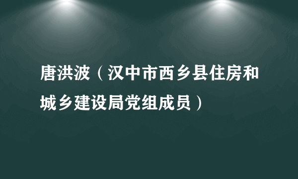 唐洪波（汉中市西乡县住房和城乡建设局党组成员）