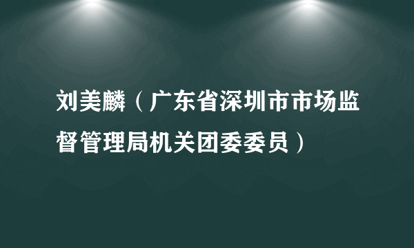 什么是刘美麟（广东省深圳市市场监督管理局机关团委委员）