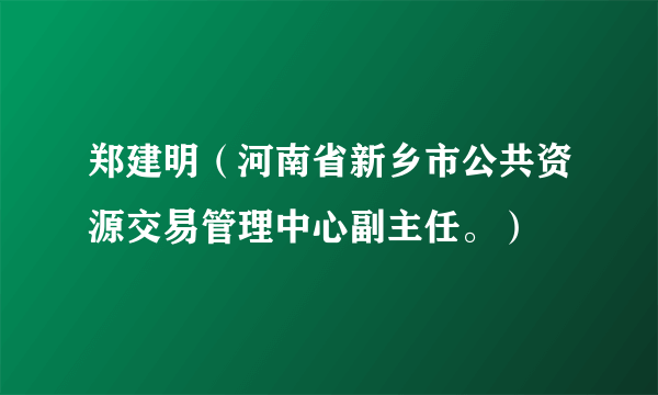 郑建明（河南省新乡市公共资源交易管理中心副主任。）