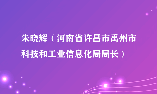 什么是朱晓辉（河南省许昌市禹州市科技和工业信息化局局长）