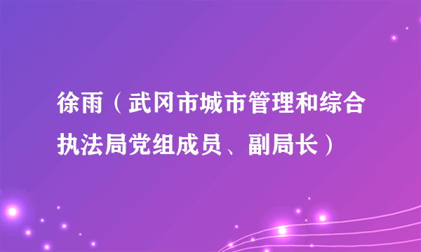 徐雨（武冈市城市管理和综合执法局党组成员、副局长）