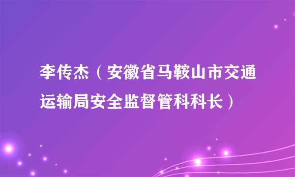 李传杰（安徽省马鞍山市交通运输局安全监督管科科长）