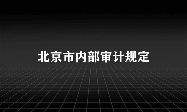 北京市内部审计规定