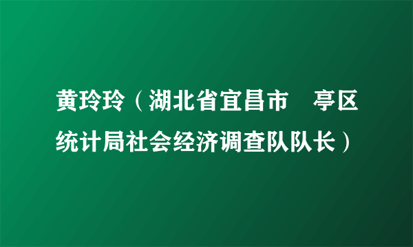 什么是黄玲玲（湖北省宜昌市猇亭区统计局社会经济调查队队长）