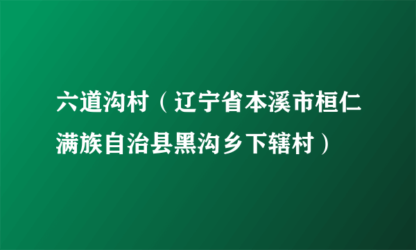 六道沟村（辽宁省本溪市桓仁满族自治县黑沟乡下辖村）