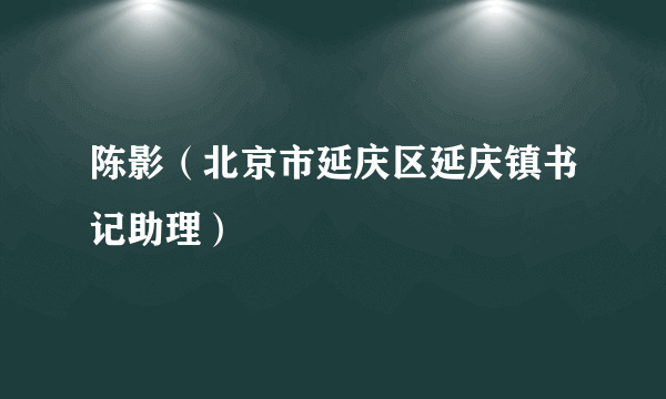 陈影（北京市延庆区延庆镇书记助理）