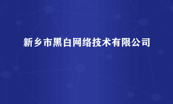 新乡市黑白网络技术有限公司