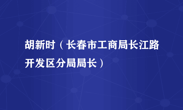 胡新时（长春市工商局长江路开发区分局局长）