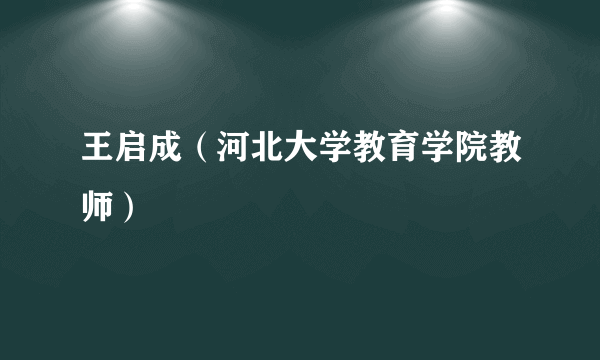 什么是王启成（河北大学教育学院教师）