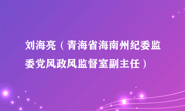 什么是刘海亮（青海省海南州纪委监委党风政风监督室副主任）