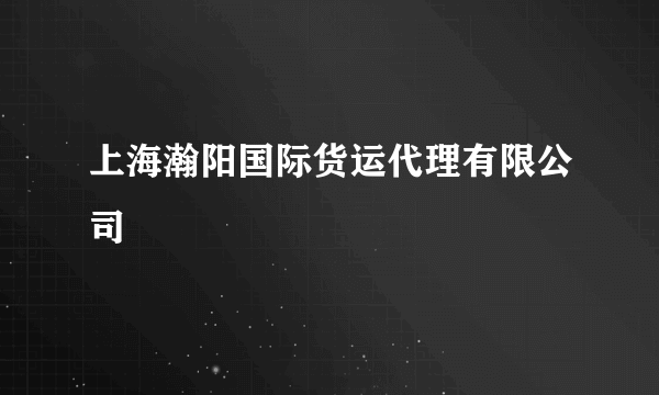 什么是上海瀚阳国际货运代理有限公司