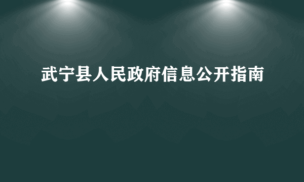 武宁县人民政府信息公开指南