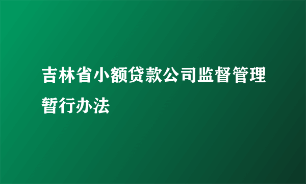 吉林省小额贷款公司监督管理暂行办法