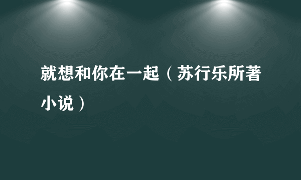 什么是就想和你在一起（苏行乐所著小说）