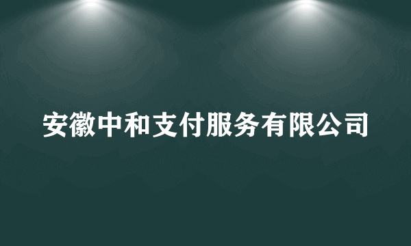 安徽中和支付服务有限公司