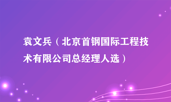 什么是袁文兵（北京首钢国际工程技术有限公司总经理人选）