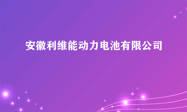 安徽利维能动力电池有限公司