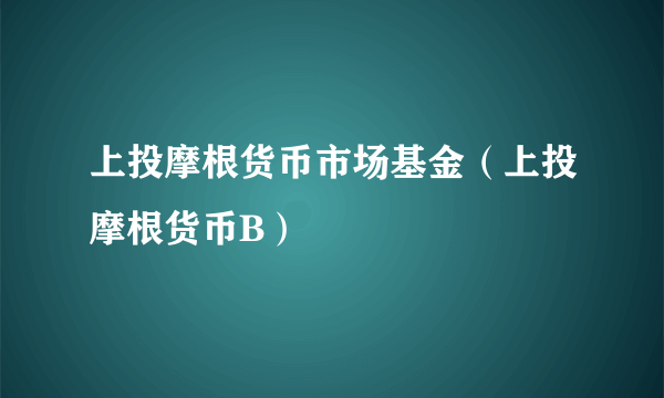 上投摩根货币市场基金（上投摩根货币B）