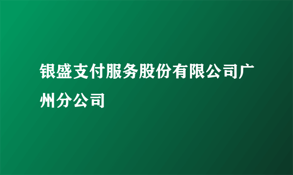 银盛支付服务股份有限公司广州分公司