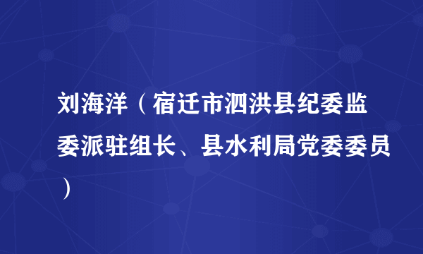 什么是刘海洋（宿迁市泗洪县纪委监委派驻组长、县水利局党委委员）