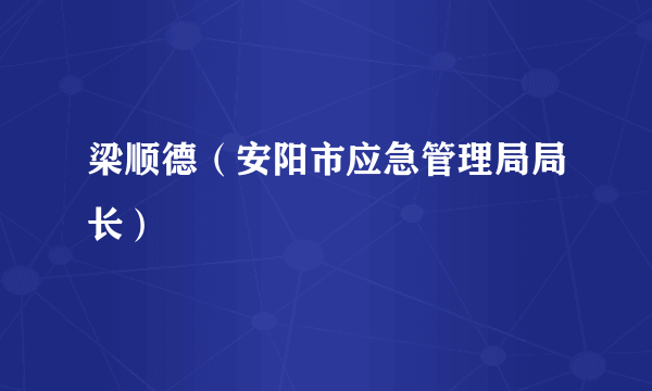 什么是梁顺德（安阳市应急管理局局长）