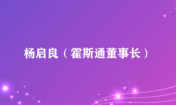 杨启良（霍斯通董事长）