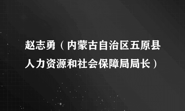 赵志勇（内蒙古自治区五原县人力资源和社会保障局局长）