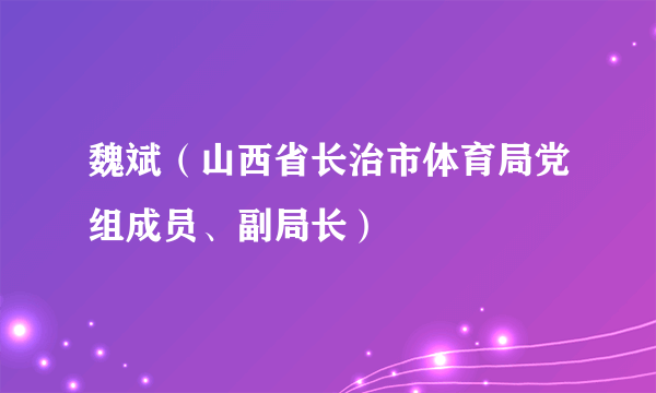 魏斌（山西省长治市体育局党组成员、副局长）