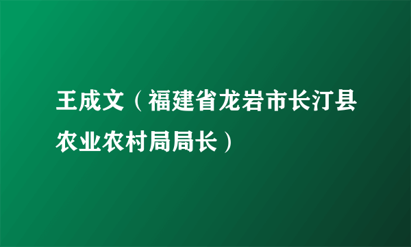 王成文（福建省龙岩市长汀县农业农村局局长）