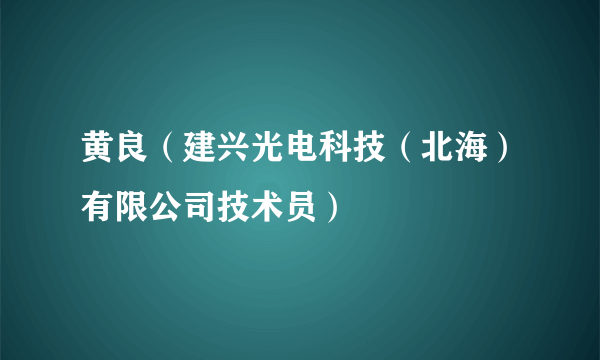 黄良（建兴光电科技（北海）有限公司技术员）