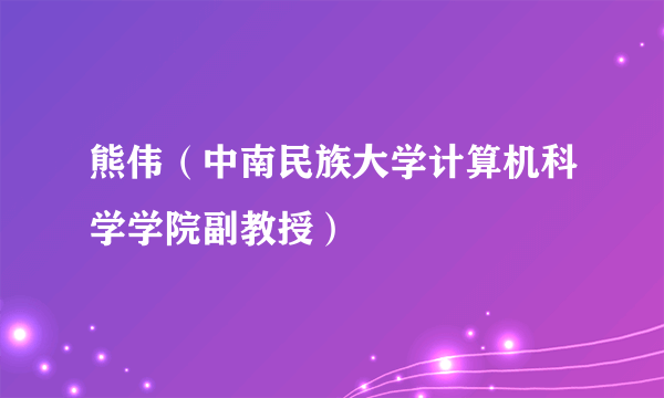 熊伟（中南民族大学计算机科学学院副教授）