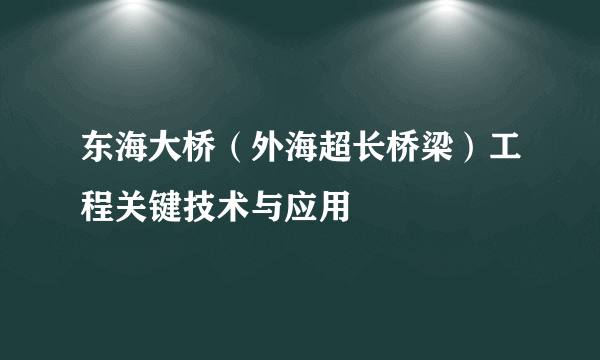 什么是东海大桥（外海超长桥梁）工程关键技术与应用