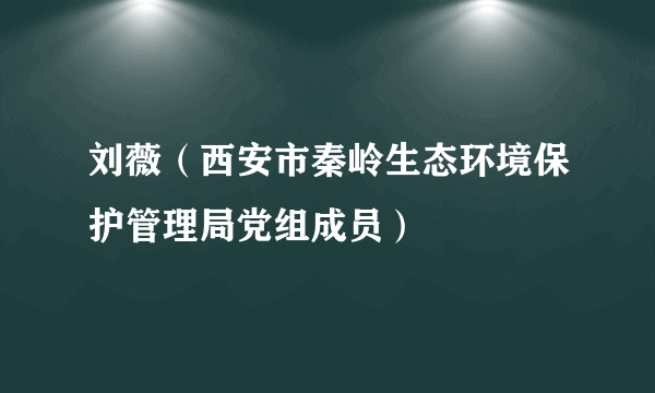 刘薇（西安市秦岭生态环境保护管理局党组成员）