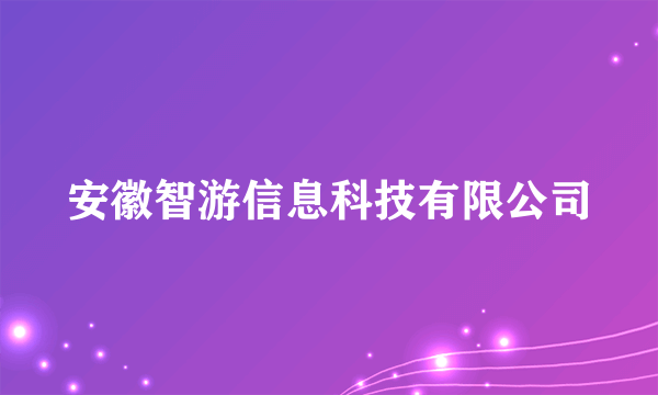 什么是安徽智游信息科技有限公司