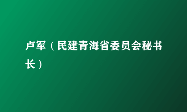 卢军（民建青海省委员会秘书长）