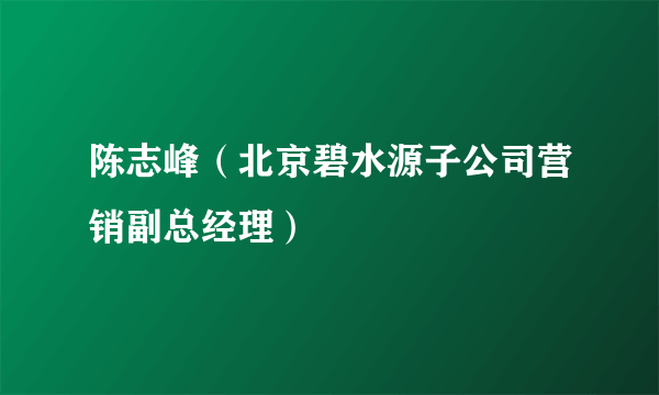 陈志峰（北京碧水源子公司营销副总经理）