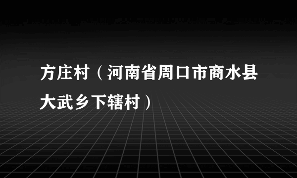 方庄村（河南省周口市商水县大武乡下辖村）