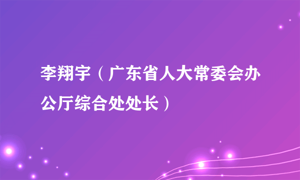 李翔宇（广东省人大常委会办公厅综合处处长）