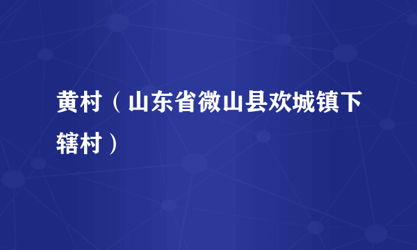 黄村（山东省微山县欢城镇下辖村）