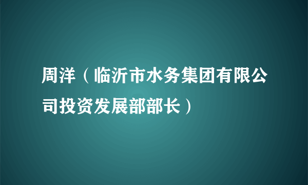 周洋（临沂市水务集团有限公司投资发展部部长）