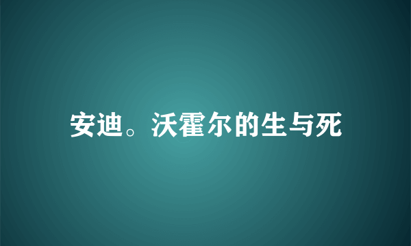 安迪。沃霍尔的生与死