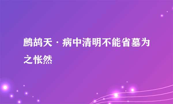 鹧鸪天·病中清明不能省墓为之怅然