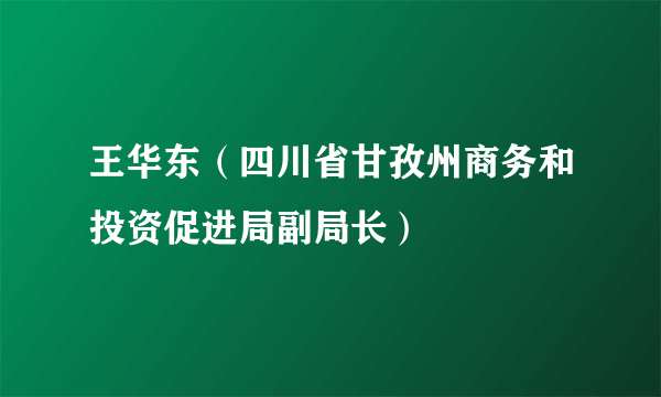 王华东（四川省甘孜州商务和投资促进局副局长）