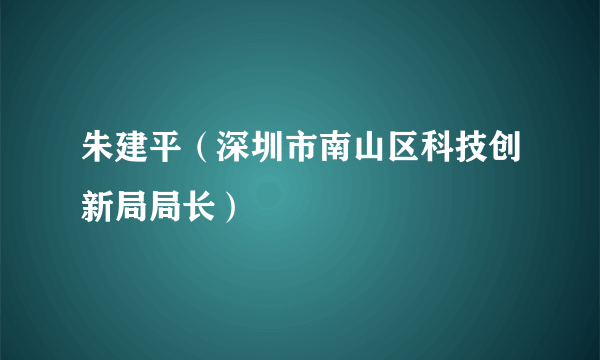 朱建平（深圳市南山区科技创新局局长）