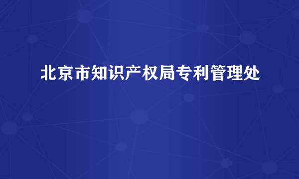 什么是北京市知识产权局专利管理处