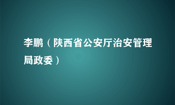 李鹏（陕西省公安厅治安管理局政委）