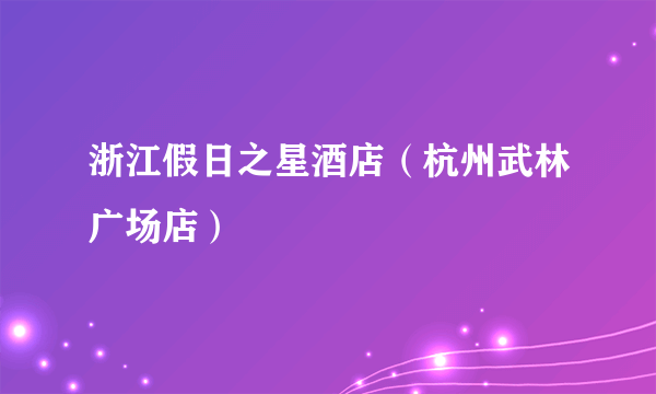 浙江假日之星酒店（杭州武林广场店）