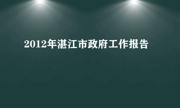 2012年湛江市政府工作报告